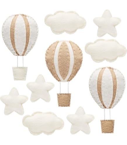 Wally Fox - Muursticker voor kinderkamer - Kinderkamerdecoratie - Muursticker voor kinderkamer jongens, meisjes - Vliegtuigen, ballonnen, sterren, wolken, bruinbeige, boho - XL - 34stk