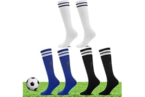 Elegance-go Fussball Socken Kinder,3 Paare Sportsocken Trainingssocken Elastische Lange Fußballsocken Atmungsaktiv Tennissocken für Fußballtraining,Laufen,Sport Alter 5-12