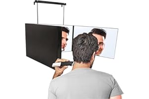 hagvot 360 Grad Spiegel, wiederaufladbarer LED 3 Wege Spiegel, höhenverstellbar überall frei aufhängbar, tragbarer Schminkspiegel mit Beleuchtung zum Haareschneiden, Rasieren, Schminken