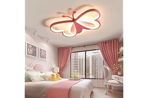 Cblbser Lampara LED Techo Lamparas de Techo Habitacion Infantil 30W Jardín de Infancia Niña Habitación de Niño Habitación de Bebé Diseño Creativo de Lámpara de Mariposa (Rosa, Luz Calida 3000K)