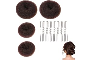 LYRAMIS 4 Pièces Donuts Chignon,Boudin Cheveux Accessoire Cheveux Femme Accessoires de Coiffure Elastique Donut Chignon Enfant Fille Coussins à Chignons Pince Aide Bandeau Chouchou,pour Mariage (Marron)