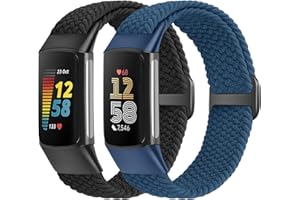 XANS Cinturino elastico intrecciato compatibile con Fitbit Charge 5/Fitbit Charge 6 per donne e uomini, Cinturino di ricambio sportivo in nylon regolabile e traspirante per Fitbit Charge 6 Charge 5