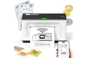 MUNBYN Impresora de Etiquetas térmica AirPrint, WiFi Impresora Etiquetas de Envío, Compatible con iOS, Android, MacOS, Windows, Chromebook, Amazon, DHL y UPS, Blanco