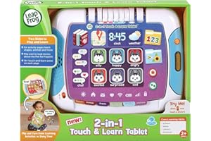 LeapFrog 2-in-1 Touch & Learn Tablet, Kids Two-Sided Tablet, Electronic Toy with Stories and Activities, Educational Play for Children Aged 2 Years +,Multicolor,22.1 x 28.5 x 33.5 cm