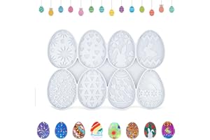 BEIBEIJIA Moldes de silicona para pascua, moldes de silicona de Pascua, huevos de Pascua, resina epoxi, moldes de conejo, molde de silicona para fundición de huevos de Pascua para llaveros, colgantes,