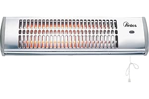 ARDES - AR437B Radiateur à Quartz Mural, Radiateur Quartz Extérieur/intérieur, Radiateur Soufflant Mur Faible Consommation, Radiateur Chauffage Mural 2 Puissances 600W/1200W, Interrupteur Manuel
