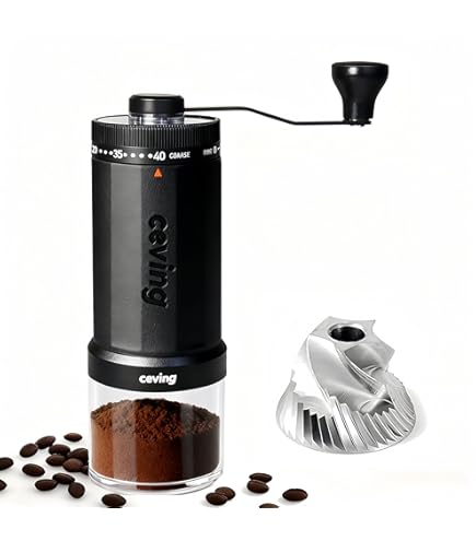 Moulin à Café Manuel – Broyeur Céramique 40 Niveaux – 30 G De Capacité – Pour Expresso, French Press, Etc.