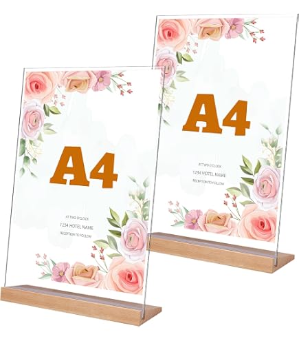 SPRINTIS Tischaufsteller A5 Hochformat mit drehbarem Acryldisplay und Holzfuß aus Eiche, doppelseitiger Menükartenhalter, ideal für Restaurants, Messen und Büros SPRINTIS Tischaufsteller A5 Hochformat mit drehbarem Acryldisplay und Holzfuß aus Eiche, doppelseitiger Menükartenhalter, ideal für Restaurants, Messen und Büros