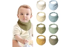 Lulu moon Bavoirs Bébé 100% Coton Mousseline avec Bouton Réglable, Bavoir en Coton Doux Absorbant Hypoallergénique pour Garçon Fille (forêt, 8 Pièces)
