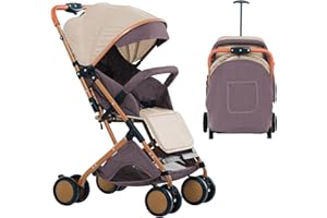 HUOLE Poussette Bébé Combinée, Landau Pliable pour 0-36 Mois, 0-25kg, Poussette Compact avec Siège, Panier de Rangement, Ceinture de Sécurité-B-Kaki