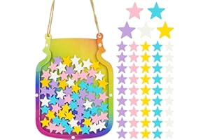 OSDUE Barattolo di Ricompensa con Stelle, Barattolo di Ricompensa per Bambini, Regali per Bambini Barattolo Incentivo in Legno per Ragazze Bambini Asilo Studenti Vaso di Ricompensa per L'aula