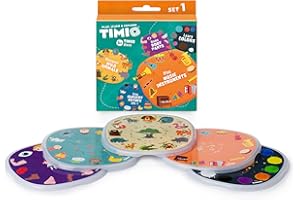 TIMIO Disc Set # 1 : 5 disques audio pour le lecteur TIMIO | Apprendre les couleurs, les animaux sauvages, les instruments de musique, 96 comptines Vol. 1, les parties du corps | 8 langues incluses |