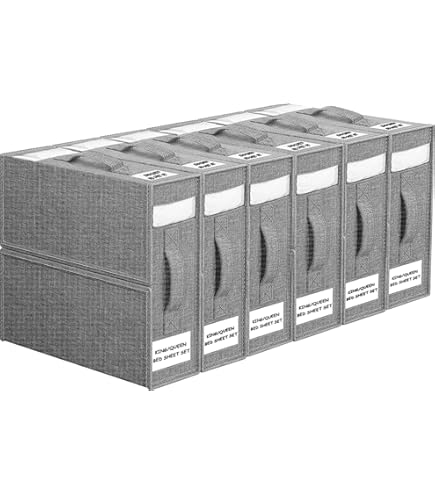 Organizer Per Lenzuola Yeahshion - Set Di 4 Borse Pieghevoli Per Biancheria | Grigio Per Letti King/Queen - Foto 9