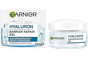 Garnier Hyaluron Barrier Repair Water Gel, Up To 48H Hydration, Strengthens Skin Barrier, Enriched with Glycerin, Aloe Vera & Hyaluronic Acid, Vegan Formula, 50 ml