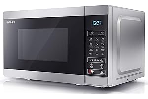 SHARP YC-MG02U-S Compact 20 Litre 800W Digital Microwave with 1000W Grill, 11 power levels, ECO Mode, defrost function, LED cavity light - Silver