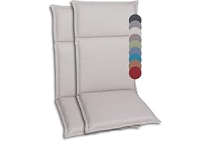 GO-DE Textil Bequeme und attraktive Polsterauflagen für Hochlehner-, Mittellehner- und Niederlehner-Gartenstühle (2er-Set, Uni Beige, Hochlehner)