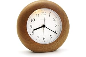 MUENFLY Wecker Analog ohne Ticken, Wecker Holz mit Snooze, Retro Tischuhr Batteriebetriebe mit Nachtlicht für Schlafzimmer, Arbeitszimmer, Büro, Kinderzimmer-Sapele[1×AA-Batterie erforderlich]
