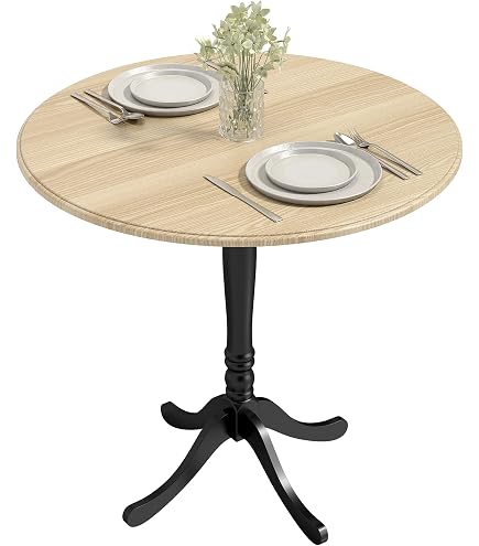 Table à manger ronde 120x120x75 cm en acacia et pied blanc | Maison et