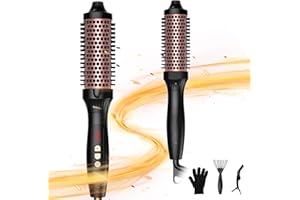 ‎UKLISS UKLISS Thermobürste 38mm, Thermal Brush LCD-Anzeige 120-210℃, Pro Ionische Thermo Rundbürste, Hot Brush Doppelspannung für Reise, zum Haarstyling - Kamm, Lockig, Glatt (Schwarz Rosa)
