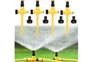 AOIUENOK 4Pcs Rasensprenger,Multifunktion Garten Sprinkler,360° Drehbarer Gartensprenger,Für 1/2, 1/4 Bewässerungsschläuche, Einstellbarer Wassersprinkler für Garten, Rasen, Pflanzen