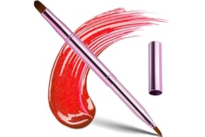 ABEILLO Pincel de maquillaje de labios retráctil portátil de doble extremo, pincel de lápiz labial, brillo de maquillaje, brochas correctoras, contorno de labios, herramienta de maquillaje (rosa)