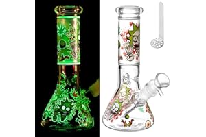 20 cm Masenyee świecące szkło bong z miską i sitkiem 14,5 mm, szkło bong, wytrzymałe i grube bong, kompaktowe do przenoszenia, fajka wodna Chillum-Fire Red