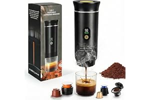 GENZO Cafetera Portatil Capsulas compatible con Nespresso Dolce Gusto y Café Molido - Versión Mejorada 2026 - Coffe Machine - Maquina de Cafe Portátil de Cápsulas Universal Con Pantalla LED y Más Capacidad