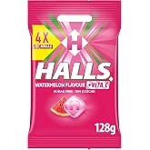 Halls Candy Watermelon Flavor, Sugar Free, Pack of 4 x 32g | Sugar free candies with watermelon flavor and refreshing effect,