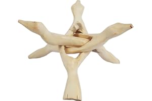 Indian Consigners Wooden Tripod Stand – 8 Inch Kobra Design for Altar Bowls, Cauldrons or Spheres, Natural White Handmade Pagan Holder
