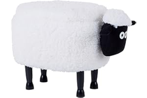 ‎BELIANI Beliani Bezaubernder Hocker für Kinder in Schaf-Form weiß Felloptik mit Stauraum Sheep