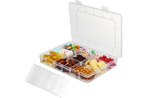 JRJRN 20 x 14,8 cm - Liten plastlunchlåda med fack - Snackskål med lock - Plastorganisator med justerbara skiljeväggar - Förv