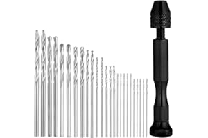 XTHROTSENK Handbohr mit 25 Spiralbohrer (0.5-3.0mm) Handbohrer Mini Bohrmaschine Pin Vise Mini Hand Drill Bit Set Precision Handbohrer Bit for Harz Wood Jewellery Model Making DIY Drilling