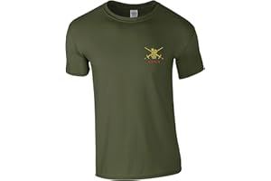 PRODUCTSAVE Embroidered British Army Insignia Mens T Shirt British Army Military Embroidery Tshirt