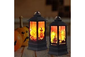 XIUWOUG 2pcs Halloween Deko Kerzenlaterne 20cm Hohe,LED Kürbis Laterne Für Indoor Outdoor Gärten Baum Halloween Bar Weihnachtsfeiertag Party (ohne Batterie)