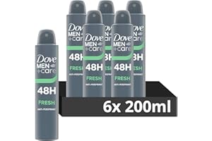 DOVE MEN + CARE Dove Men+Care Fresh with ¼ moisturising cream Men's Antiperspirant Deodorant Body Spray for 48 hour sweat and odour protection 200 ml, Pack of 6, Packaging May Vary