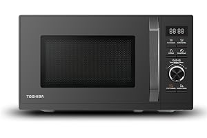 Toshiba MW3-AG20PE(BK) Mikrovågsugn med grill, 20 liter, 3-i-1 mikrovågsugn, kockavfrostning, mikrovågsugn, grill, kombi, 5 nivåer, 8 automatiska program, enkel rengöring