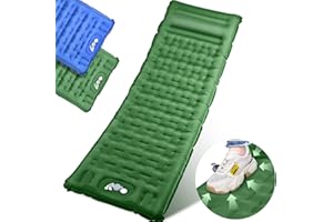BIAOQINBO Materasso Gonfiabile Singolo, Materassino Gonfiabile Campeggio con Cuscino, Materassino Trekking Ultraleggero, Letto Gonfiabile Singolo per Escursionismo Campeggio Tenda (Verde)