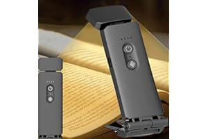 ChaneeHann LED Reading Light,3 Colours & 5 Brightness Dimmable Clip on Book Light for Reading at Night,USB Rechargeable Book Reading Light Lamp with Power Display for Kids&Booklover-Black