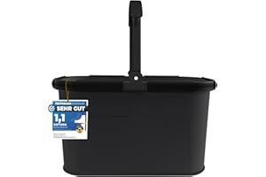 Cottara 30l stabiler Einkaufskorb groß | Tragekorb mit Henkel und verstärktem Boden, Frontfach und Innentasche mit Reißverschluss | Ideal als Einkaufstasche, Picknickkorb oder Shopper (Schwarz)