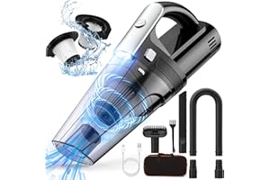 Coovee Handstaubsauger Akku, 10000Pa Handstaubsauger Kabellos, 6000mAh Wiederaufladbare Mini Autostaubsauger, Nass/Trocken, 120W Kabellos Handsauger für den Auto, Haus, mit Tragbare Tasche
