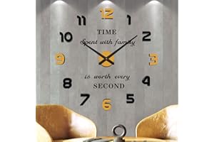 Vangold Nowoczesny Mute DIY Bezramowy Duży Zegar Ścienny 3D Naklejka lustrzana Metal Duże zegarki Home Office Dekoracje