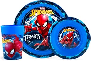 Lulabi Spiderman Set 3 Pezzi Bimbo, Polipropilene, Blu, Decorato