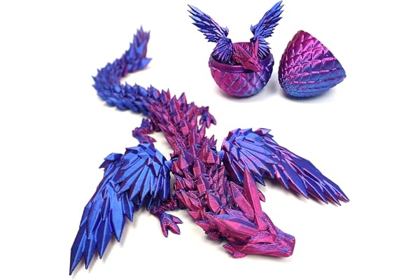 DUOCIYUAN Œuf de Dragon Imprimé 3D, Surprise dans l’Œuf pour Cadeaux Adultes et Enfants, Figurine Mobile pour Pâques et Noël, Décoration de Bureau (Ptérodactyle Violet)