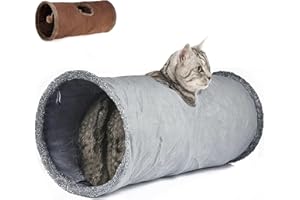 LeerKing Tunnel pour Chat Jouet Grand Pliable avec 1 Trous pour Chatons Lapins Chiots Gris Longueur 67cm * Dia 30cm