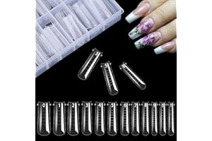 NACERLARY 120 pièces Faux Ongles Dual System Forms, 12 tailles Faux Ongles Moules Intégraux avec transparente graduation pour extensions, complète Clear Nail Tips UV Gel Nail Art manucure outils