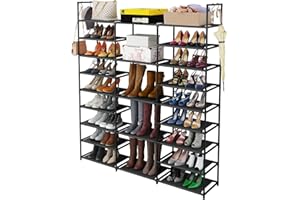 FINEW Scarpiera in metallo, sottile scarpiera con 23 ripiani, può contenere 50-55 paia di scarpe e stivali, scaffale per soggiorno, camera da letto, corridoio, ingresso, spogliatoi - nero
