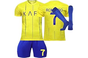 Umiquansome AL NASSR FC No.7 Football Jersey Set for Kids and Adults - Blue (Regular Fit, Short Sleeve, Crew Neck, Sport Jersey, Football)