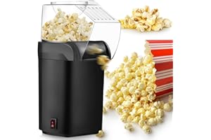 AICHARYNIC Popcornmaschine 1200W Heißluft Popcorn Maker, Ölfrei & Fettfrei, 3 Min Schnellstart, One-Touch, Retro Design, inkl. Messbecher, Popcorn Maker-Pops Für Heimkino, Filmabend, Kinderparty, Weihnachten