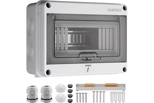 CAMWAY Fördelningsbox, ytmonterad, 1 rad, 8 moduler, IP65 säkringsbox