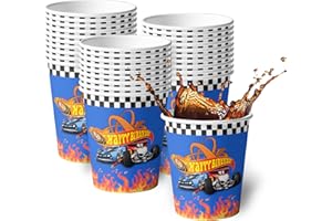 MeriHap 30Pcs Hot Car Happy Birthday Party Decoration Paper Cups Wheels Wild Wheels Race Car Paper Cups for Birthday 3 Styles Party Favors Paper Cups Party Game Party Supplies